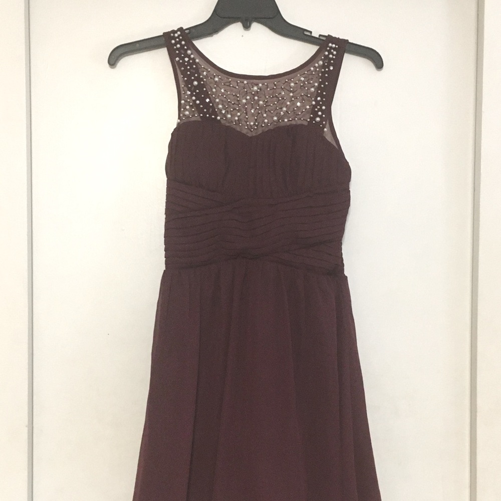 Maroon Beaded Homecoming / Semiformal Dress